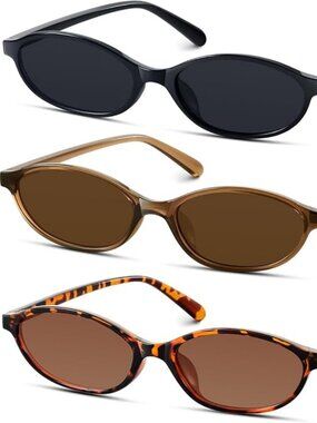 Retro Oval Sunglasses for Women 90s Design Small Cat Eye Sun Glasses UV Protecti